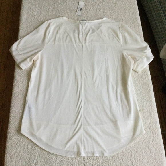 NWT J.Crew Seamed Panel Tee Ivory Shirt Sleeve Mixed Media - Sz Medium - Picture 9 of 13